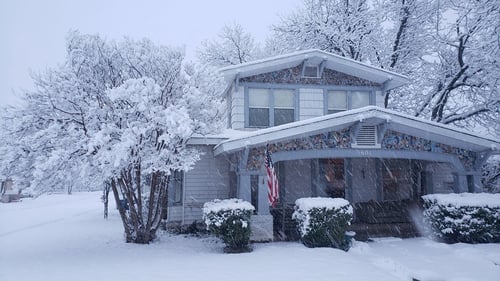 House in the snow and ice