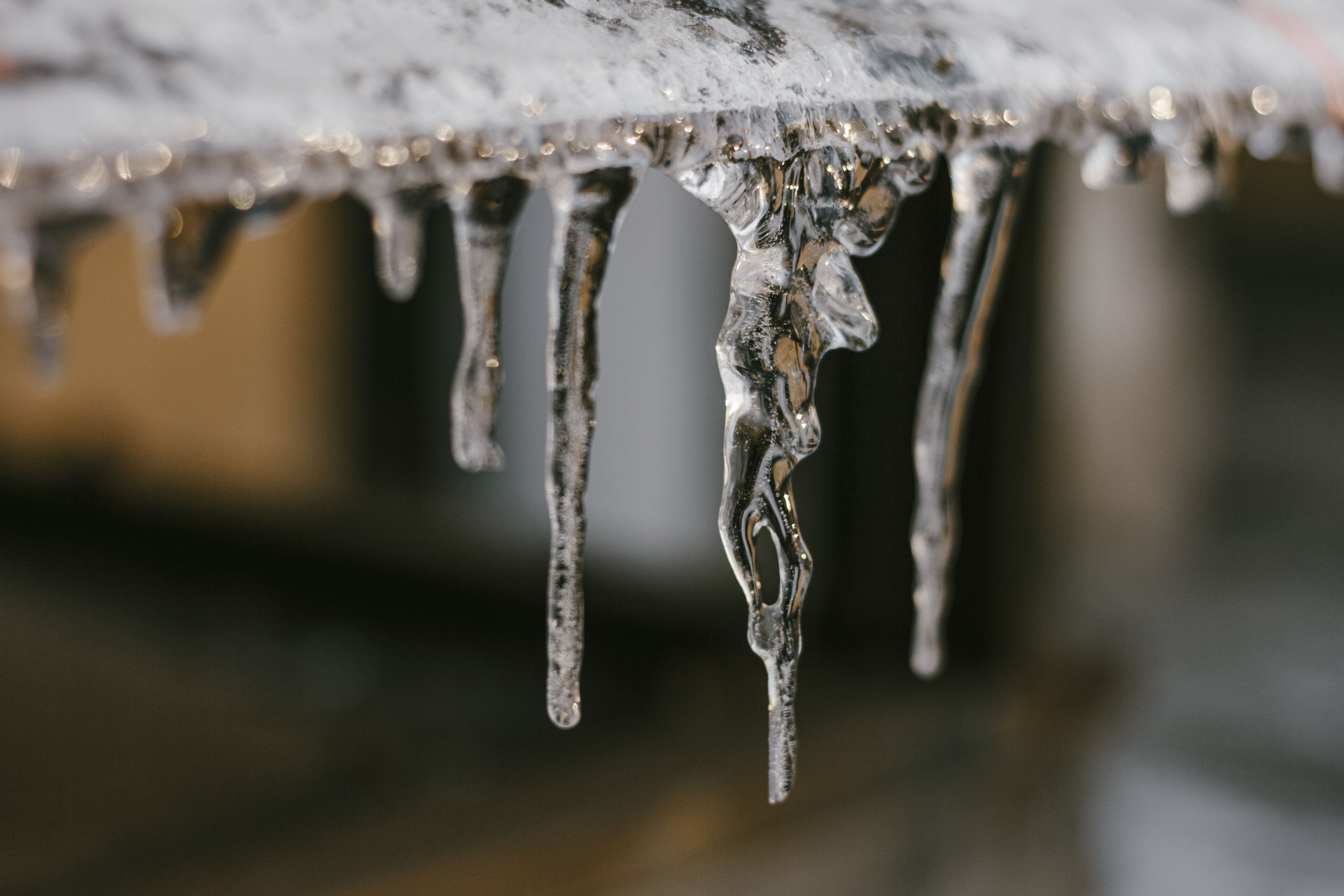 Icicles hanging on the building