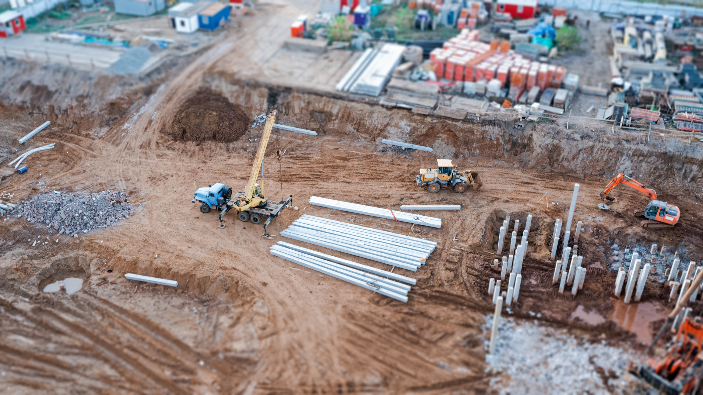 Top view of a construction site